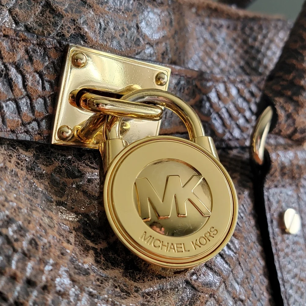 Michael Kors Hamilton Special Edition Python Embossed Leather Large Satchel